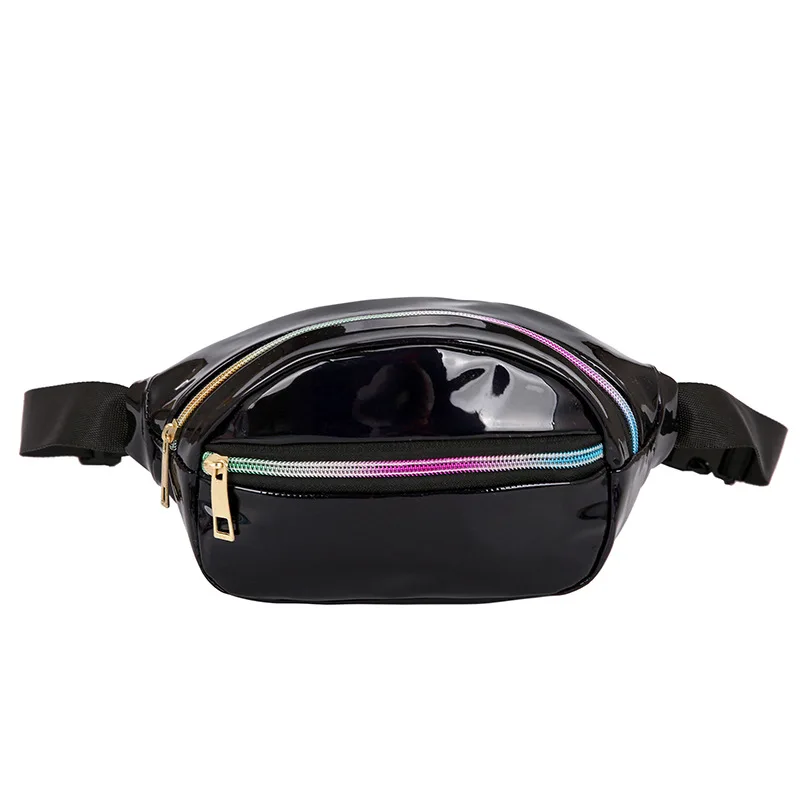 

Custom Logo Print Waterproof Waist Bag Leather Laser Fanny Pack PU Hot Sale