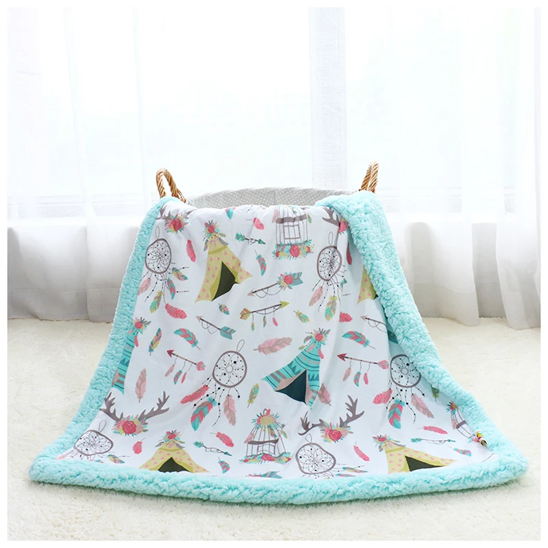 

60*80 Inches Feeling Real Super Soft Throw Swaddle Printed Wrap Skin Friendly Dog Sherpa Pet Blanket