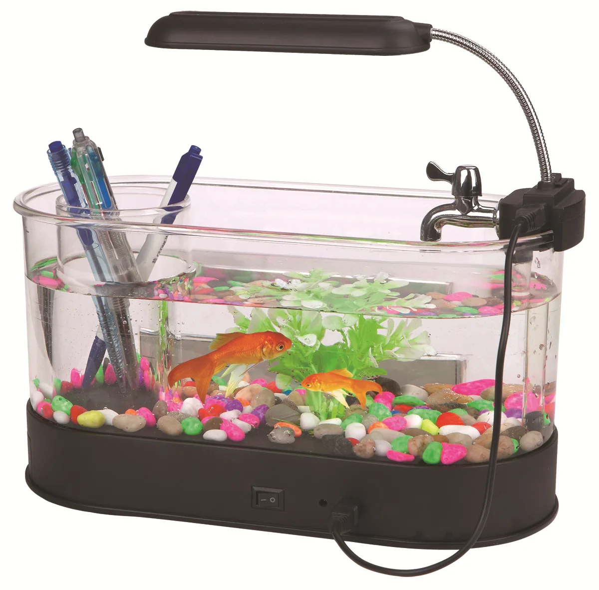 Fish Tank With Led Light + Usb Small Acrylic Plastic Aquarium Office