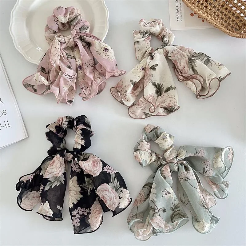 

Japan and South Korea's new large flower bow large intestine hair loop fabric floral headdress