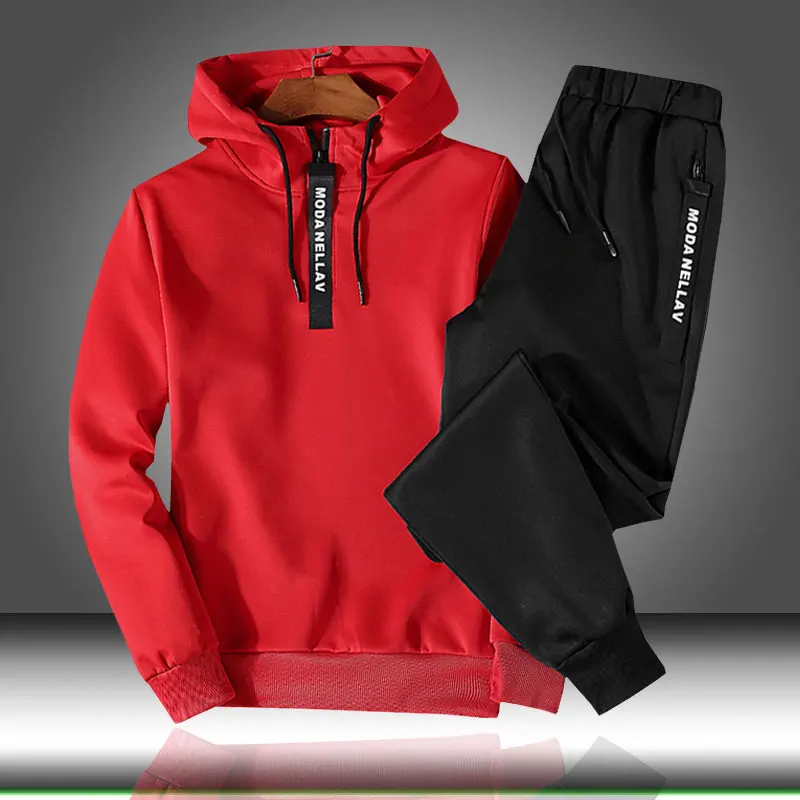 

Autumn Winter Men's Sportswear Sets Hooded Thick Male Casual Tracksuit Men Sweat Suits Men Sweatshirt Sweatpants Set, Picture