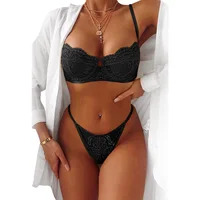 

New Listing Adult Lace Blossom Pu Up Bra Women Sexy Lingerie Set