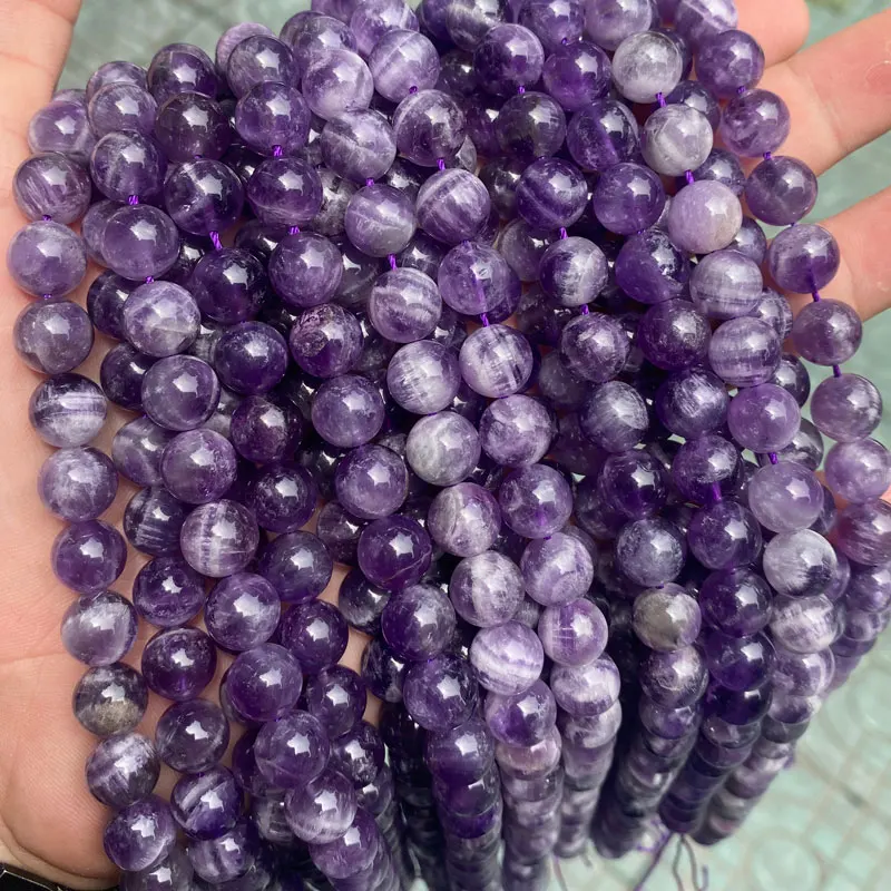 

Amethyst Beads Natural Flower Purple Crystal Beads Round Dream Amethyst Healing Gem Stone Beads DIY For Jewelry Making