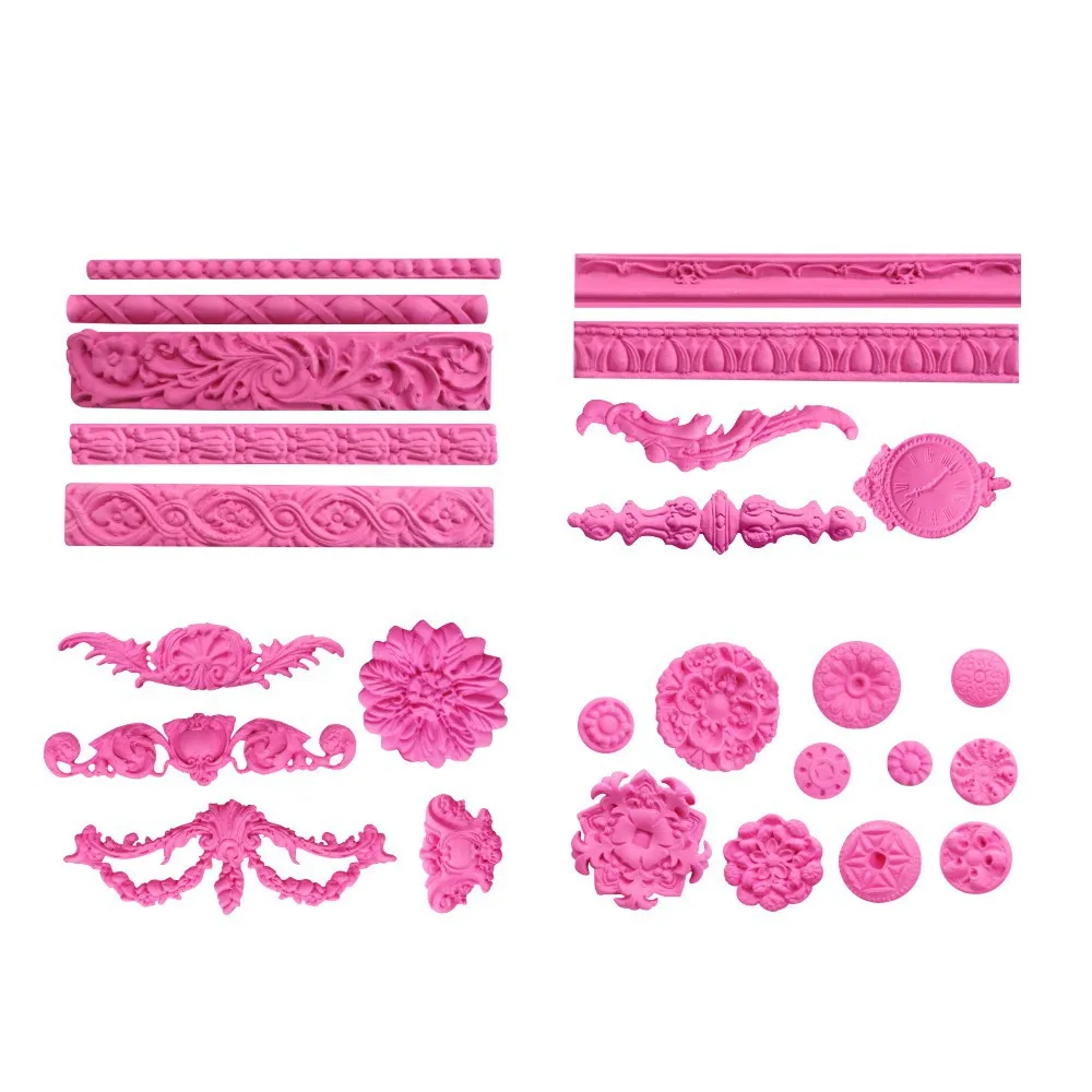 

European Pattern Embossed Flower Rattan Rim Lace Silicone Mold Diy Chocolate Cake Decoration Clay Mold, As picture