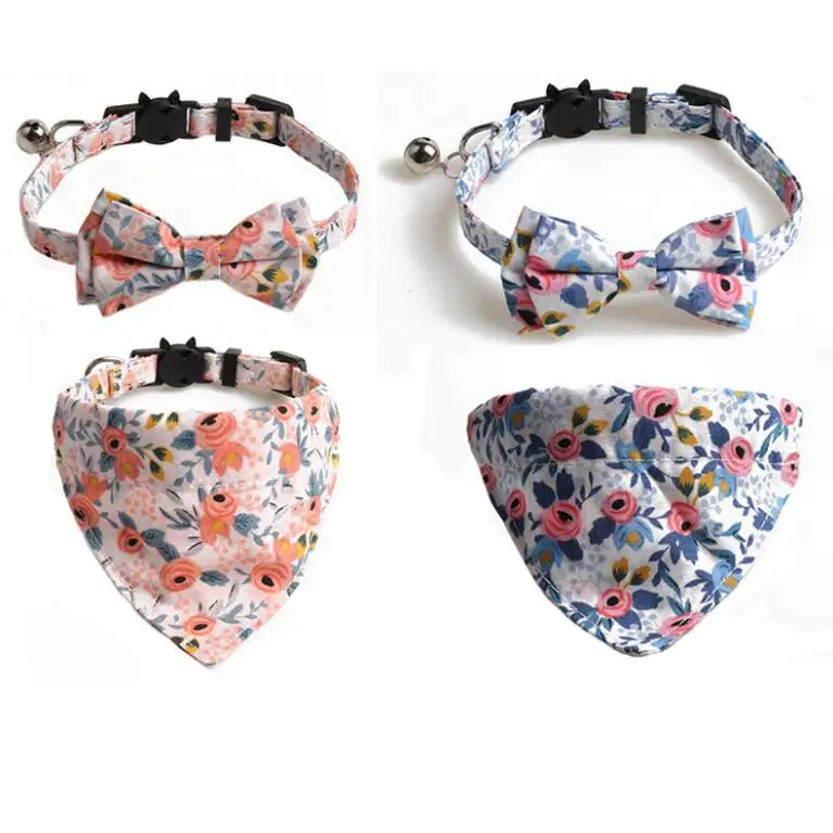 

New Fahsion Small Dog Scarf Adjustable Pet Cat Collars Handmade Bow Cat Tie Triangle Scarf Dog Bandana Pet
