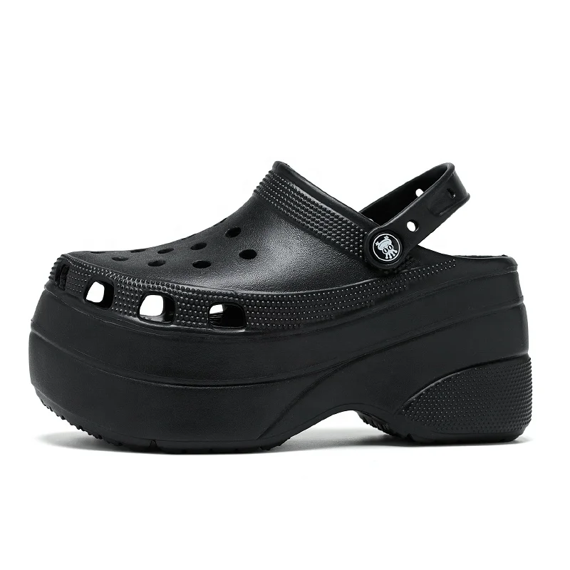 

Amazon USA hot factory clog platform 10CM high heel EVA lady girl garden shoes hole beach sandal slipper woman clog black, Optional