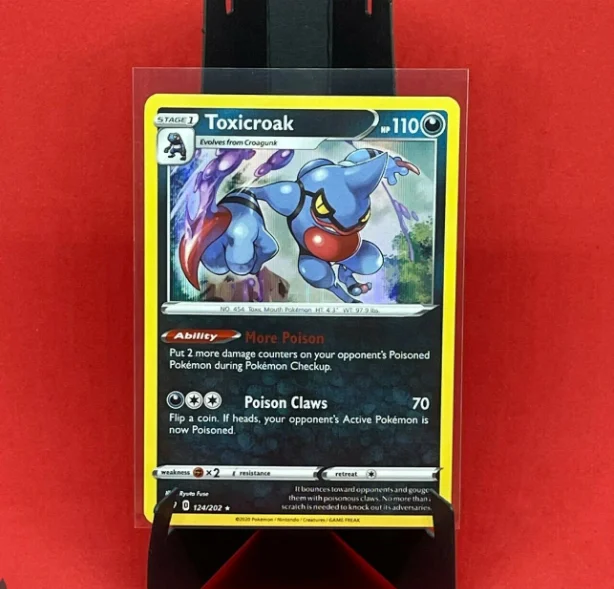 

2pcs set Original Pokemon Sword & Shield Holo + Reverse Holo Foil Rare Toxicroak 124/202 NM English, Colorful