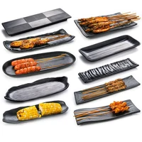 

custom print Japanese sushi black restaurant frosted rectangular melamine plates