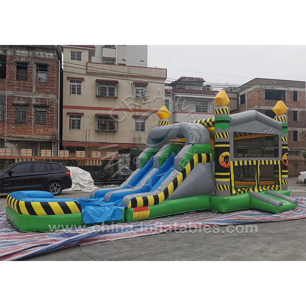 

Popular Giant Inflatable Combo Bouncy Castle with Pool Dual Lane Slide