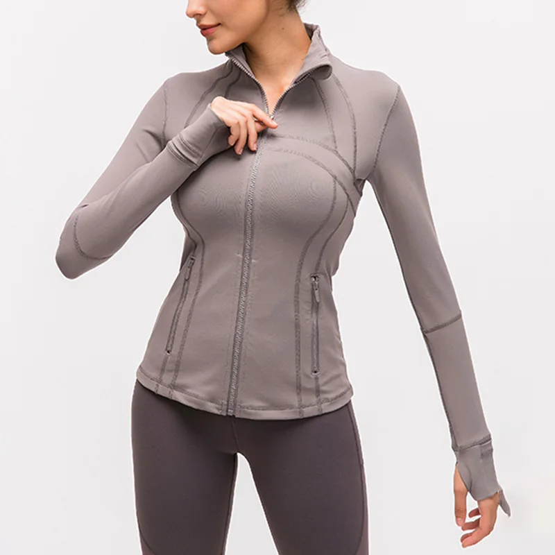 

Wholesale Fitness Workout Jacket Gym Clothing Women Yoga Tops Women Sportswear Long Sleeve Yoga Shirt Running Jogging Sport Tops, Customized color