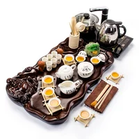 

Whole set of kungfu ceramics tea set with custom logo tea tray