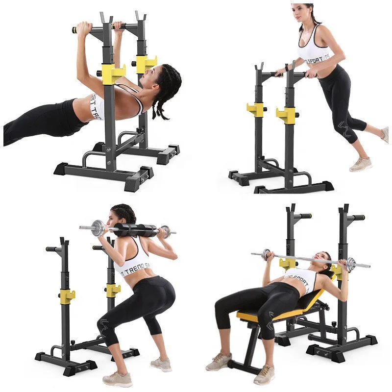 

zhejiang supplier Sport Fitness Exercise Gym Equipment multi function squat stand half weightlifting power rack, Yellow/black