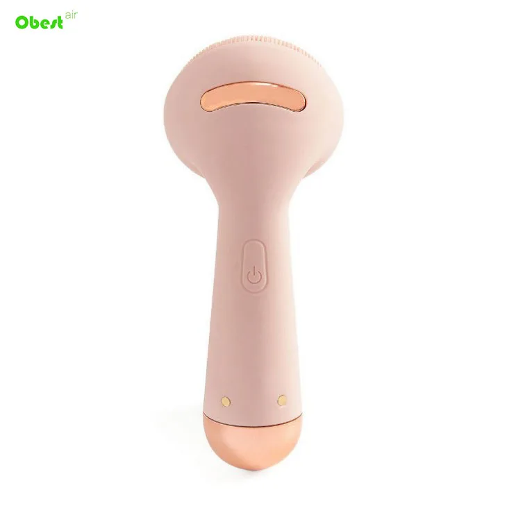 

New design Acoustic wave magnetic massage silicone sonic facial cleansing brush sonic face brush, Pink
