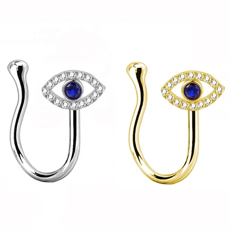 

Gaby new design devil eyes nose cuffs Hoop nose clip non piercing faux nose rings body Jewelry, Silver /gold