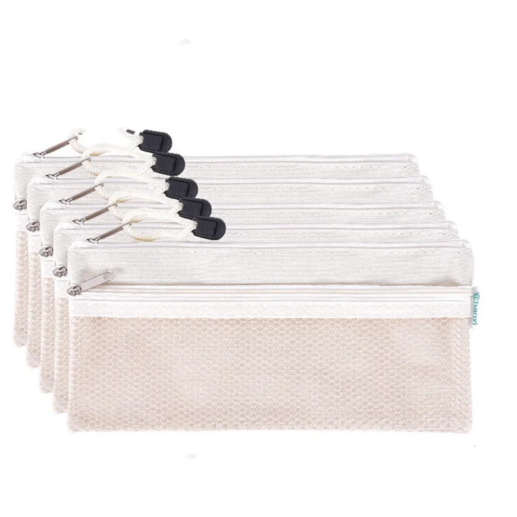 

Amazon hot sale Cheap Clear Case small School Stationery Students Clear Zippered mesh Pencil Bag