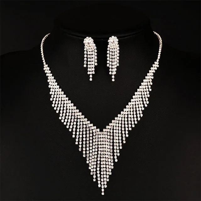 

European and American Bohemian All-match Wedding Jewelry Bridal Tassel Necklace Set