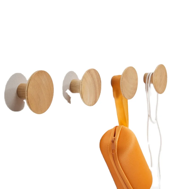 

Wholesale No-perforating rubber wood hook for overcoat handbag coat and hat