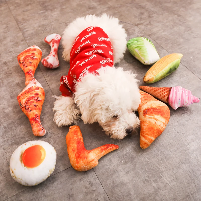 
2020 Amazon Hot Anti Bite Creative Simulation Food Puppy Squeaky Pet Chewy Dog Cat Toys 