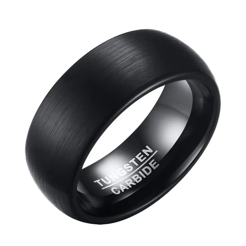 POYA Ally Jewelry Tungsten Carbide Ring Cheap Wholesale 8mm Black Engagement Bands or Rings Sizes Including 1/2 Sizes