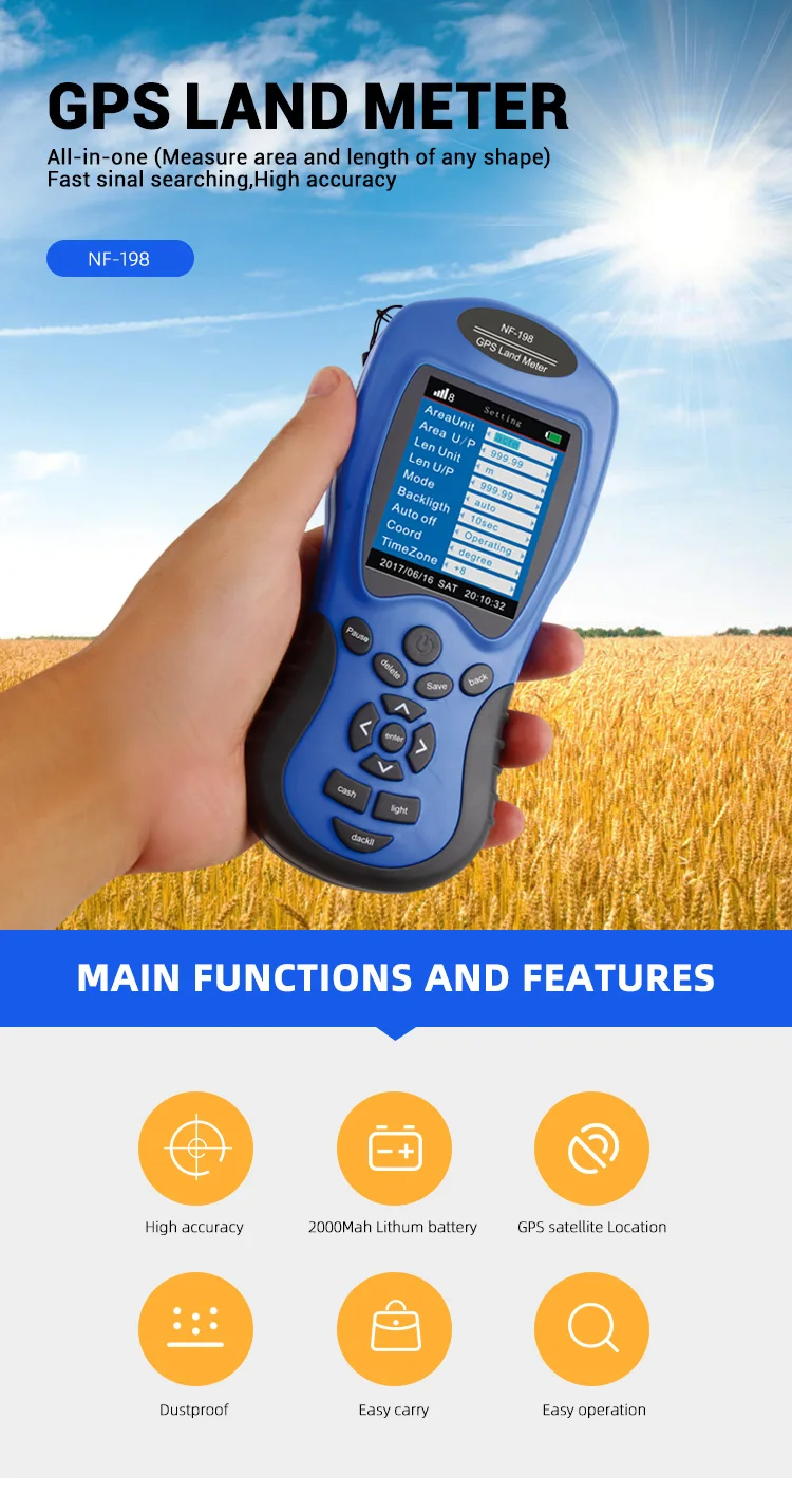 Upgraded Gps Land Meter Portable Digital Survey Equipment Nf198 With