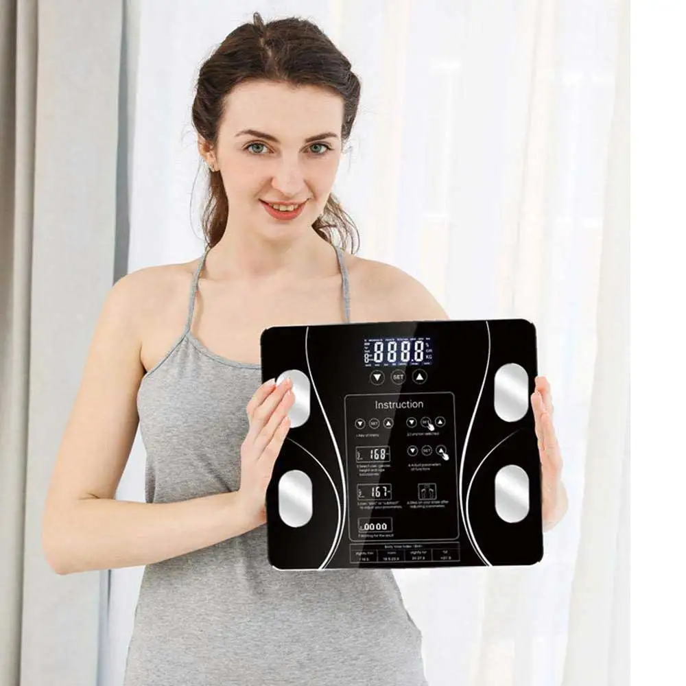 

Bathroom Scale LED Electronic Digital Weight Scale Body Fat Smart Household Weighing Balance Connect Composition Weight Scale, Black