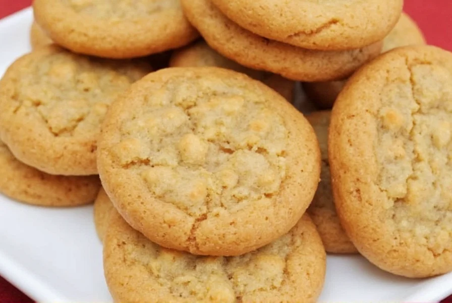 Close-up of Stauffer's ginger snap cookies arranged in a circle on a wooden table with cinnamon sticks