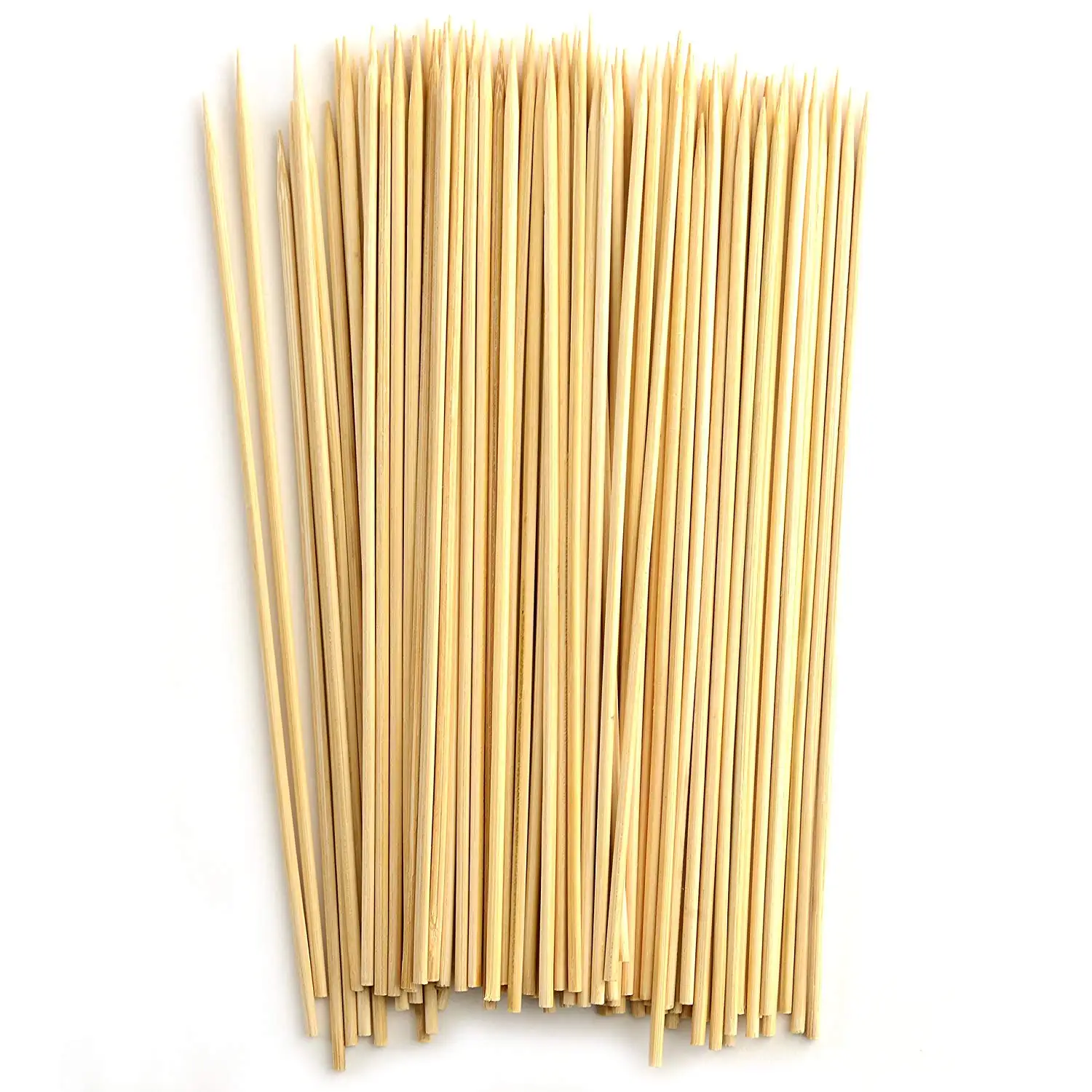 

3.0x300 Meat Beef China BBQ Round Bamboo Skewers Stick, Natural yellow, green