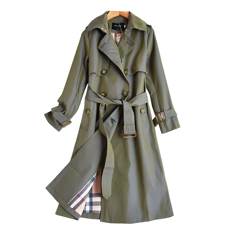 

Spring/Autumn double breasted windbreaker women long fashion slim trench coat