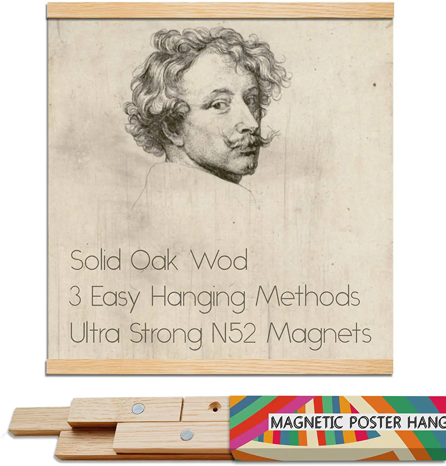 
Magnetic Wooden Poster Frame Hanger for Photo Pictures Artwork Art print Wall Hanging Magnet Wood Poster Frame 