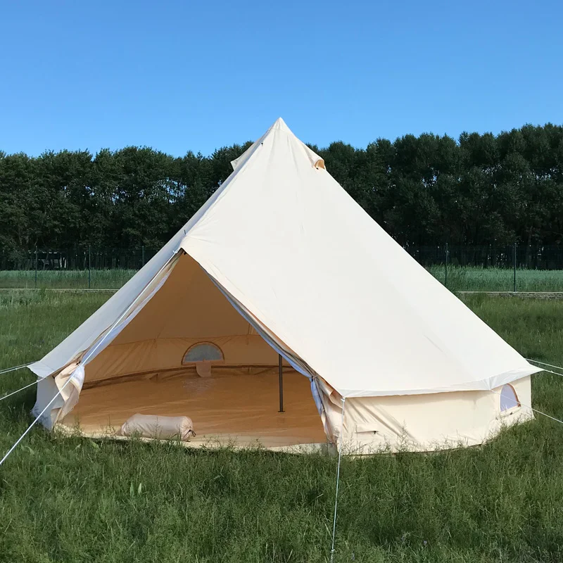 

Heavy Duty 5m Luxury Cotton Canvas Bell Tent For Glamping, Beige