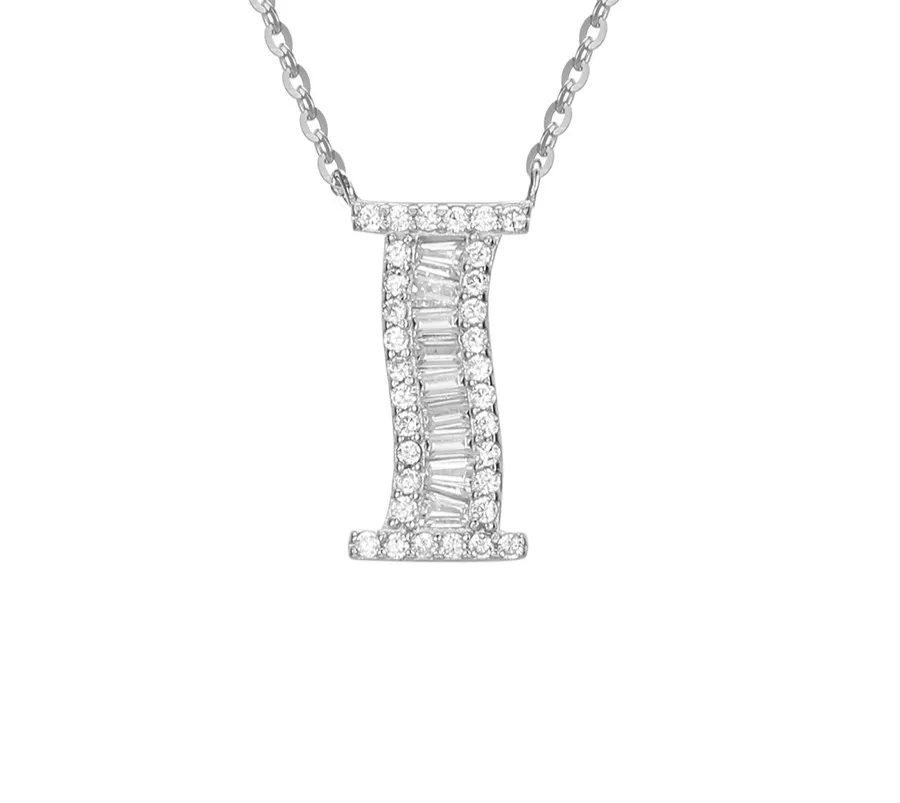 

YMnecklace-01063 Xuping Jewelry Quality Look All-around Simple Style Alphabet Series Diamond I Pendant NecKLace