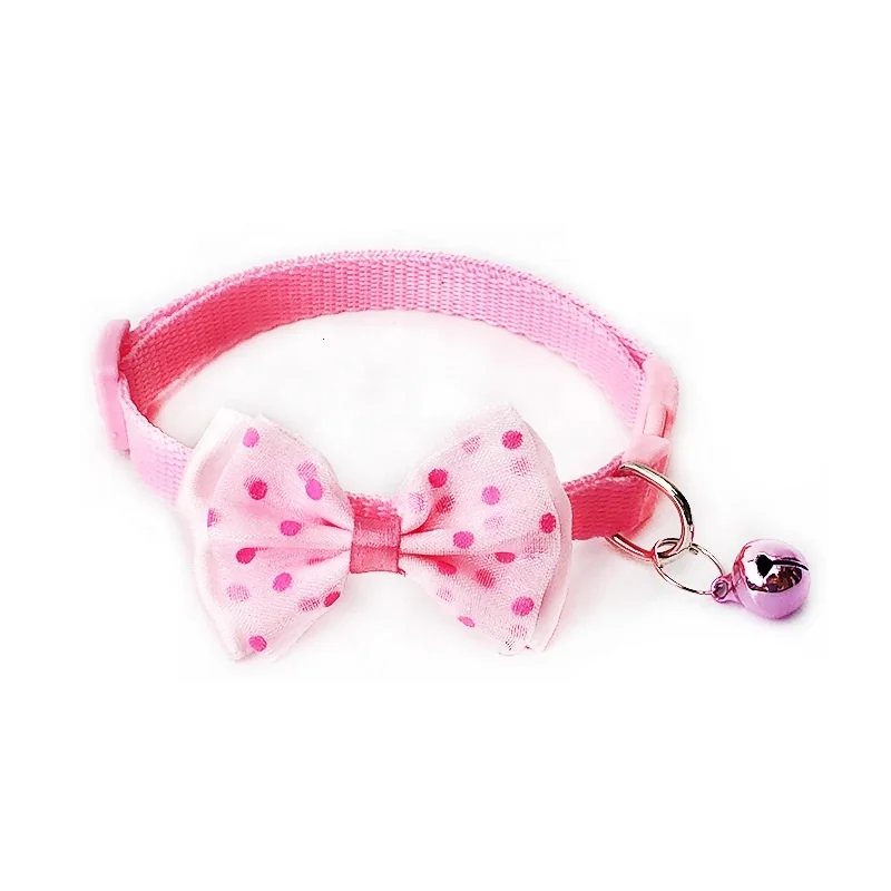 

Wholesale Christmas Breakaway Pet Small Dog Collars Personalized Safety Buckles Pink Cat Bow Tie Collar