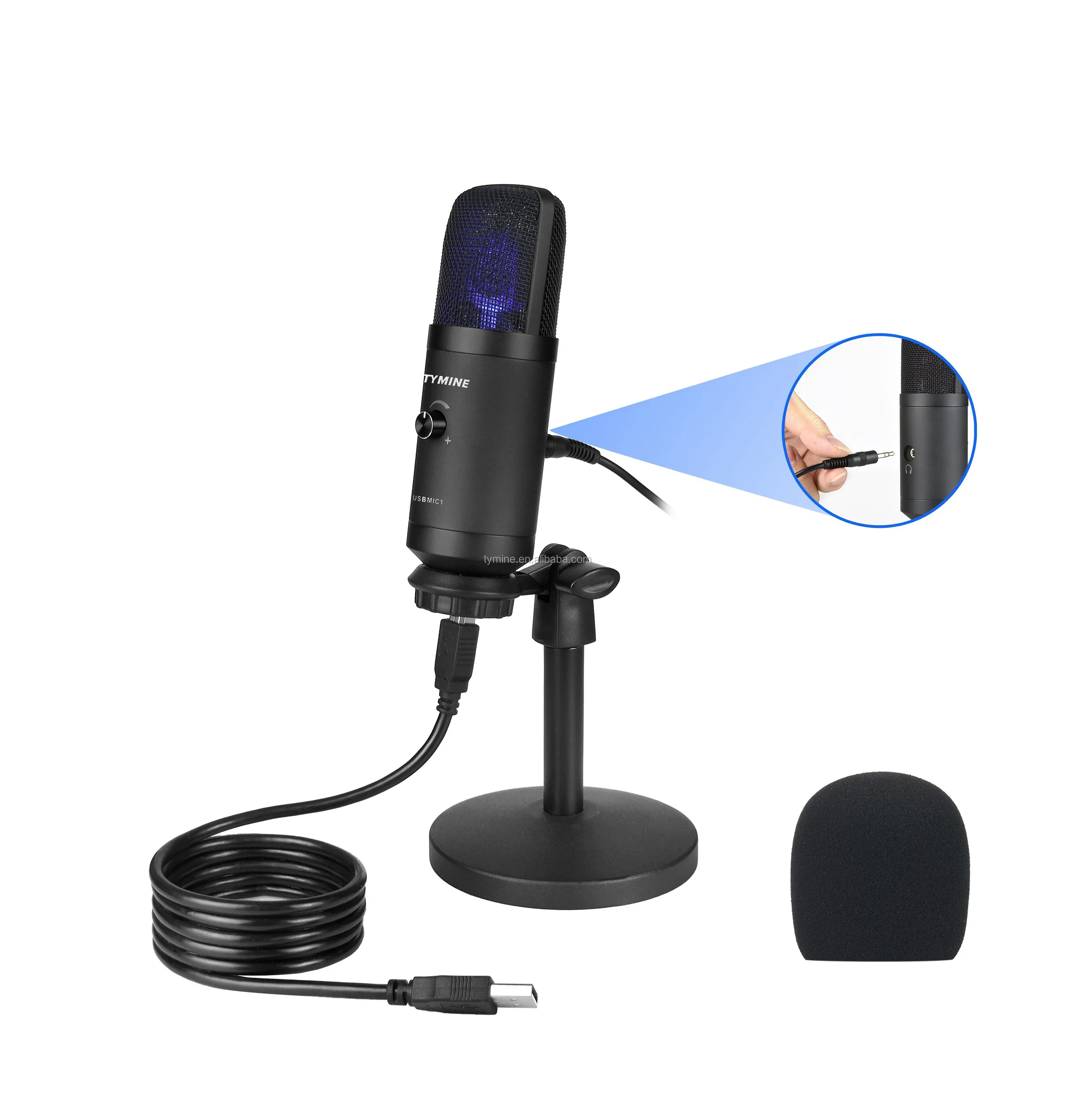 Knurre Ændringer fra Tarif Source USB Microphone Condenser Microphone With Volume Control And  Headphone Jack For Monitoring on m.alibaba.com