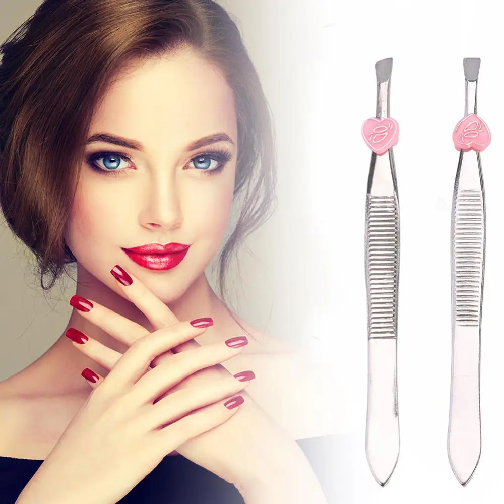 

Portable Profession Eyebrow Tweezer Practical Multi-functional Flat Slanted Steel Eye Brow Trimmer Hair Removal Clip