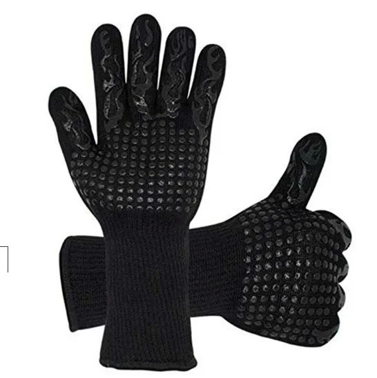 

Amazon Supplier Kitchen Oven Extreme Heat Resistant Gloves Silicone BBQ Gloves, Customized