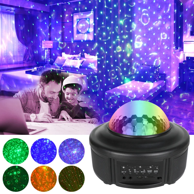 

Usb Laser Led Projector Christmas Lights Small Size Bedroom 6 Colors Galaxy Star Night Led Light Projector With Speaker