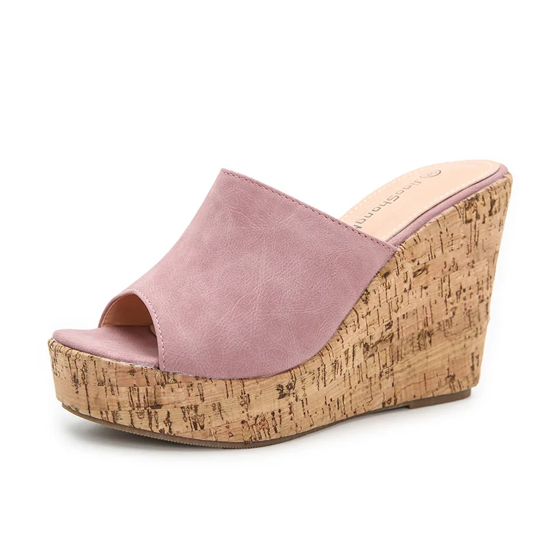 

sh12218a New Design 2021 Wedges High Heels Women Sandals Peep Toe Platform Slippers Sandals