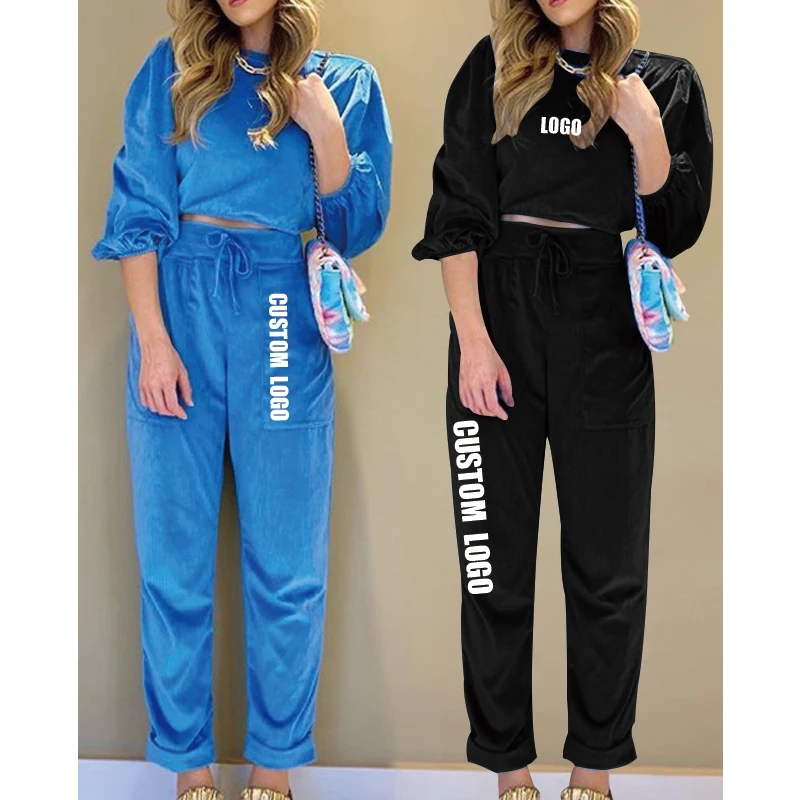 

Free Fall Women Clothes Two Piece Pants Set Women Clothing Tops Sweat Suits Velvet 2 Piece Set Women Joggers Pants Outfits, Customized color