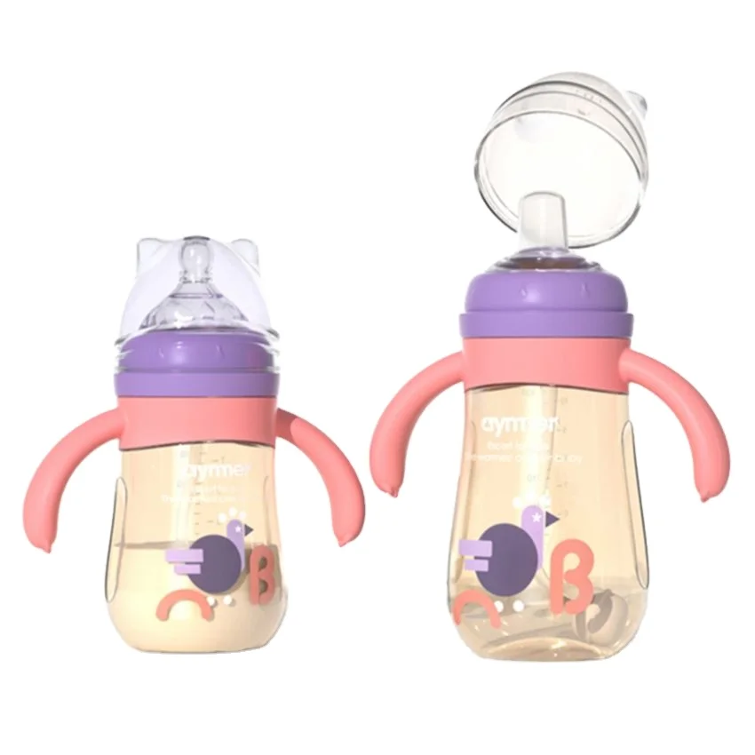

Aynmer Factory Green/Pink 10oz/8oz Silicone Water Newborn Baby Nursing Bottle