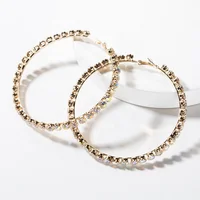 

Geometric Plated Alloy Circle Hoop Earrings for Women Shiny Rhinestone Big Earrings 2019 New Design Fashion Jewelry Accessories