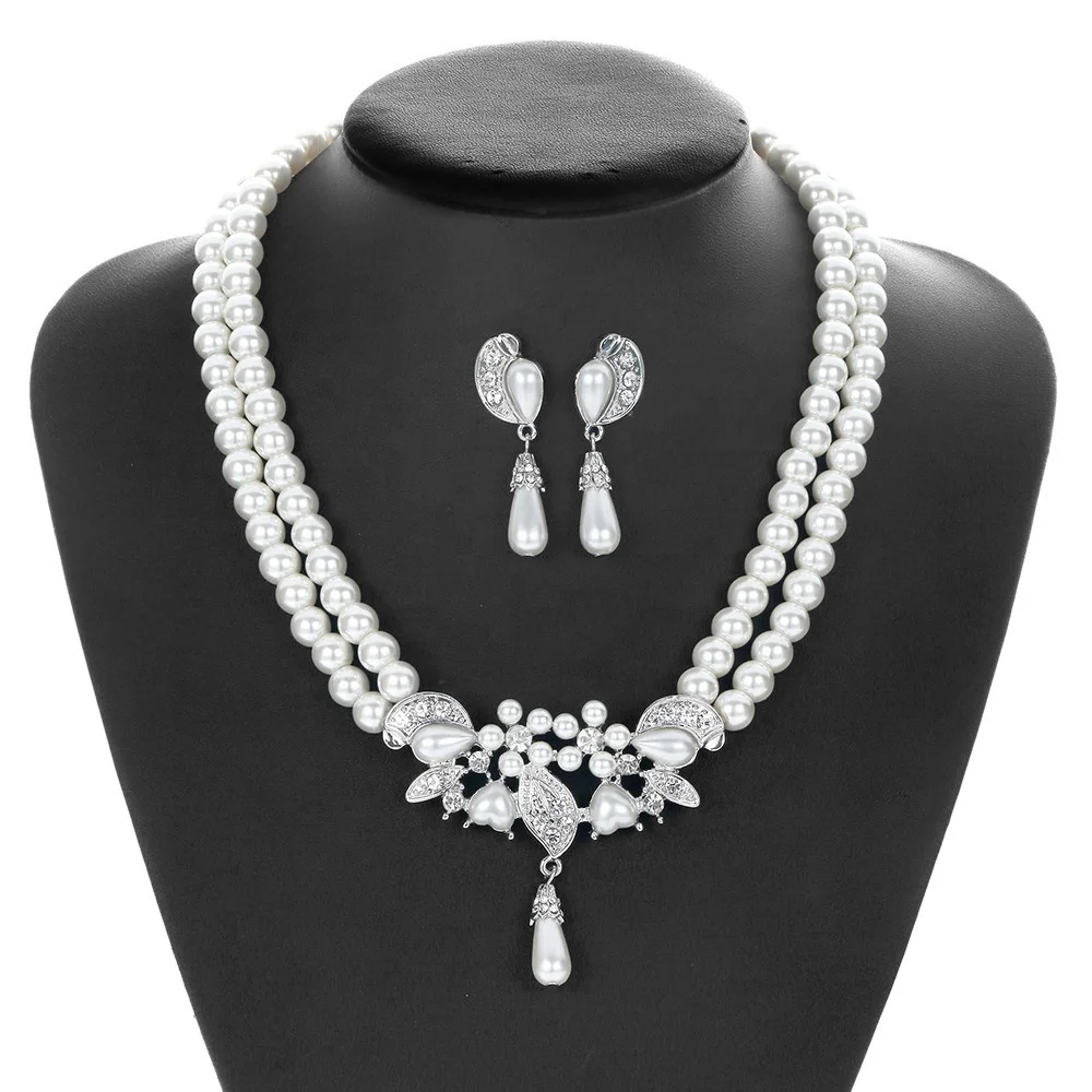 

Ziming Pearl Beads Earring Necklace Wedding Jewelry Luxury Bling Bridal Jewelry Set Evening Dress Jewelry, Multiple