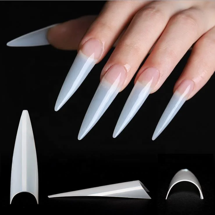 

Beauty top 500pcs Clear/nature press on Stiletto Nail Tips for nail salon, Clear, natural