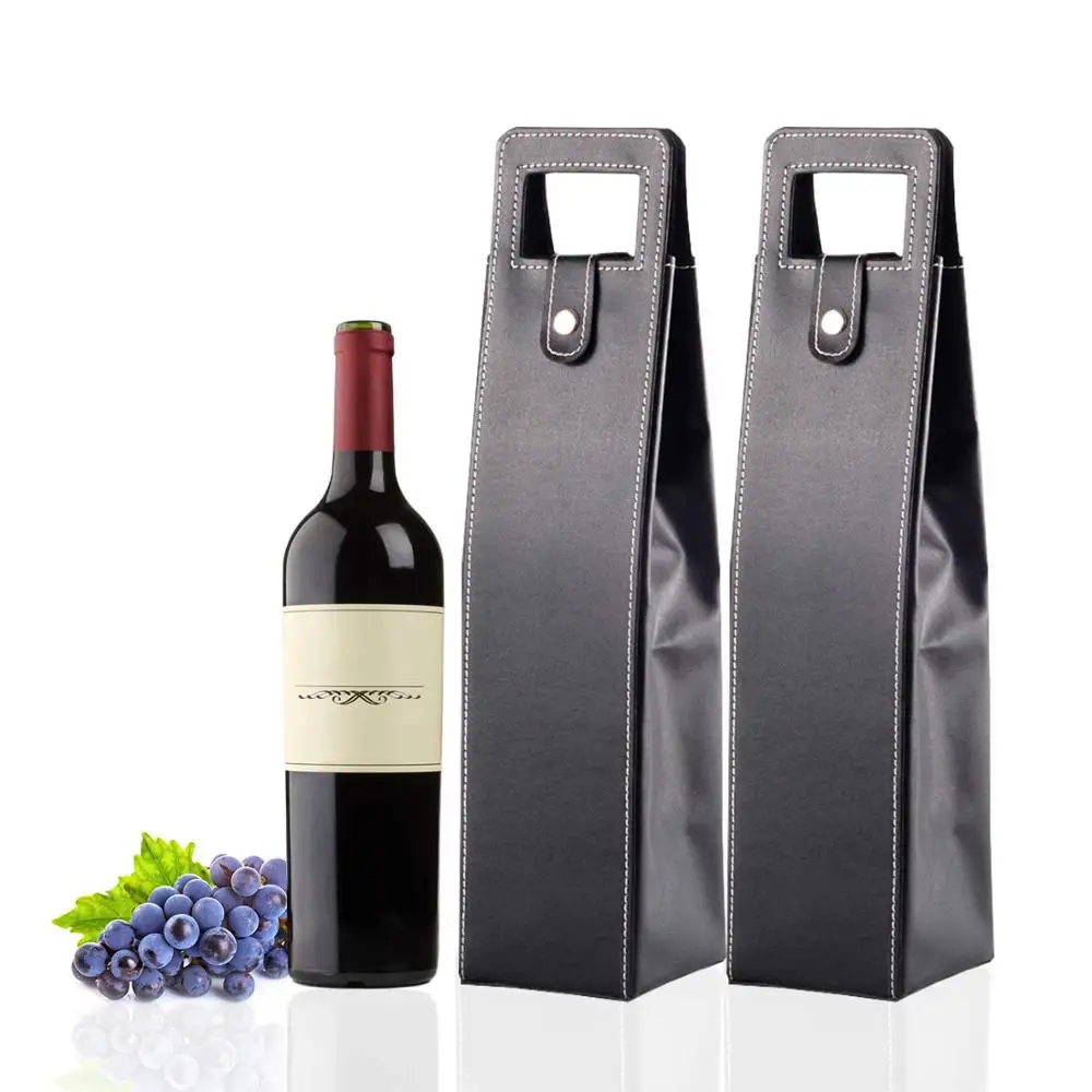 

Reusable Single Leather Wine Tote Bag Beer Gift Bags Carrier, Customized color
