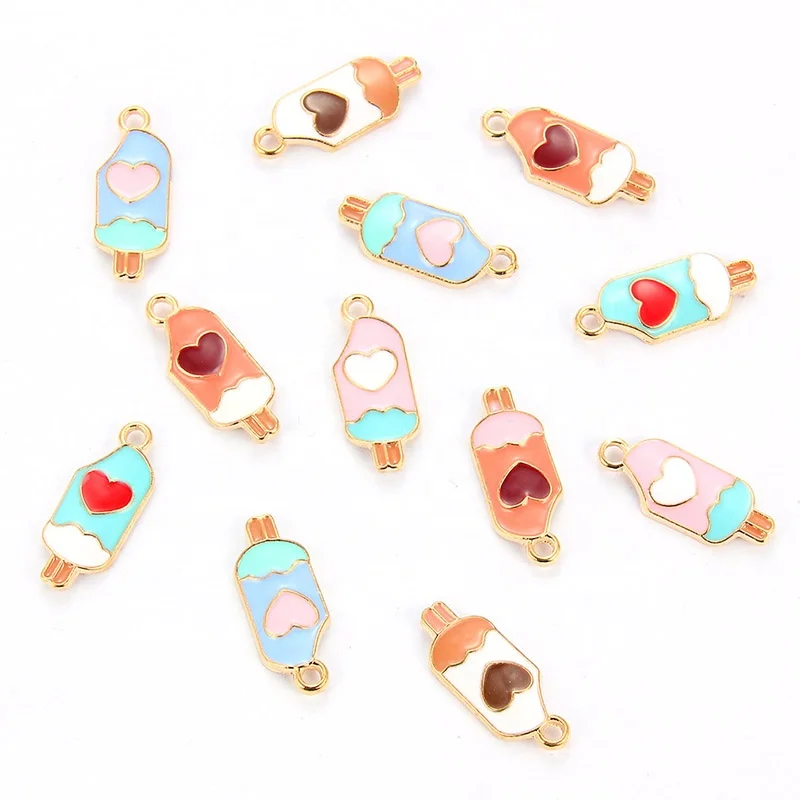 

Hot Selling Mini Enamel popsicle Charms Pendant Handmade ice lolly Fashion Jewelry Accessories For Women Girl DIY Craft, Picture show