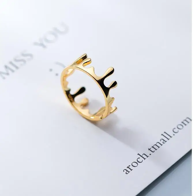 

Hot Selling Fancy Crown Women Ring Best Anniversary Girl Gift Elegant Female Dance Party Trendy Jewelry Rings Wholesale, Gold