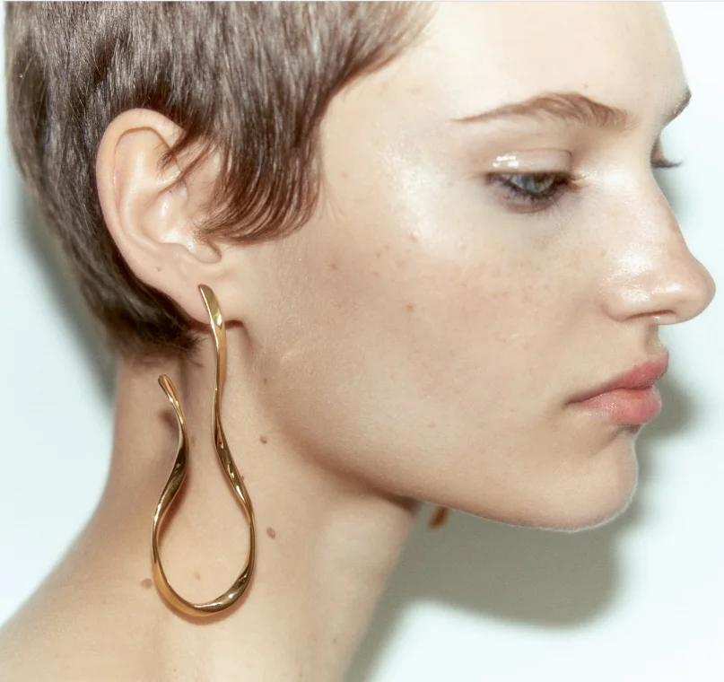 

2023 ZA Earring Metal alloy gold plated top quality fashion hoop Earrings for Women Geometry Jewelry Wholesale