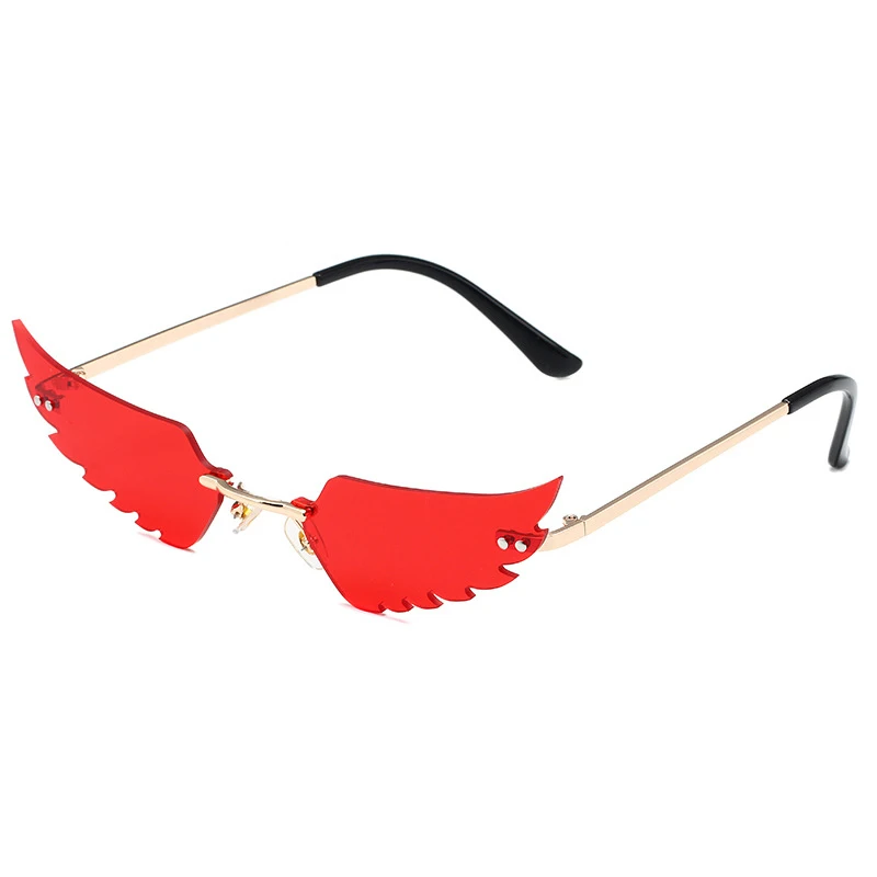 

Sunglasses wing fly sun glasses rimless designer promotion Popular square nen Fashion Metal women Sunglasses