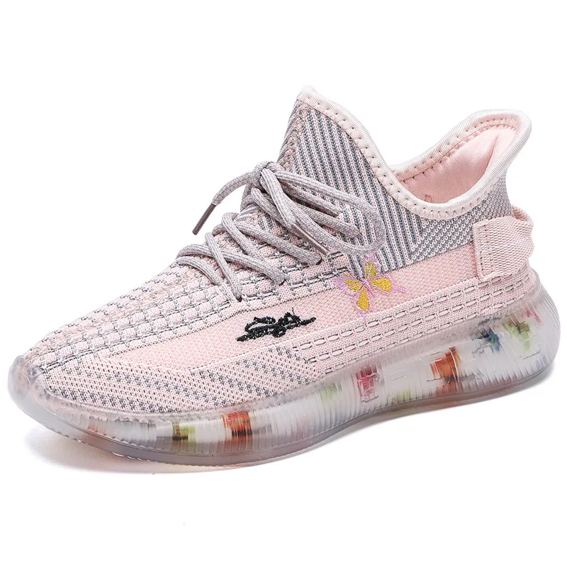 

2021 New design flying woven breathable casual women's colorful butterfly jelly sole sneakers