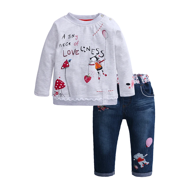 

1 to 6 years old cute 2020 long sleeve fall girl 2 piece boutique clothing for kids, Customized