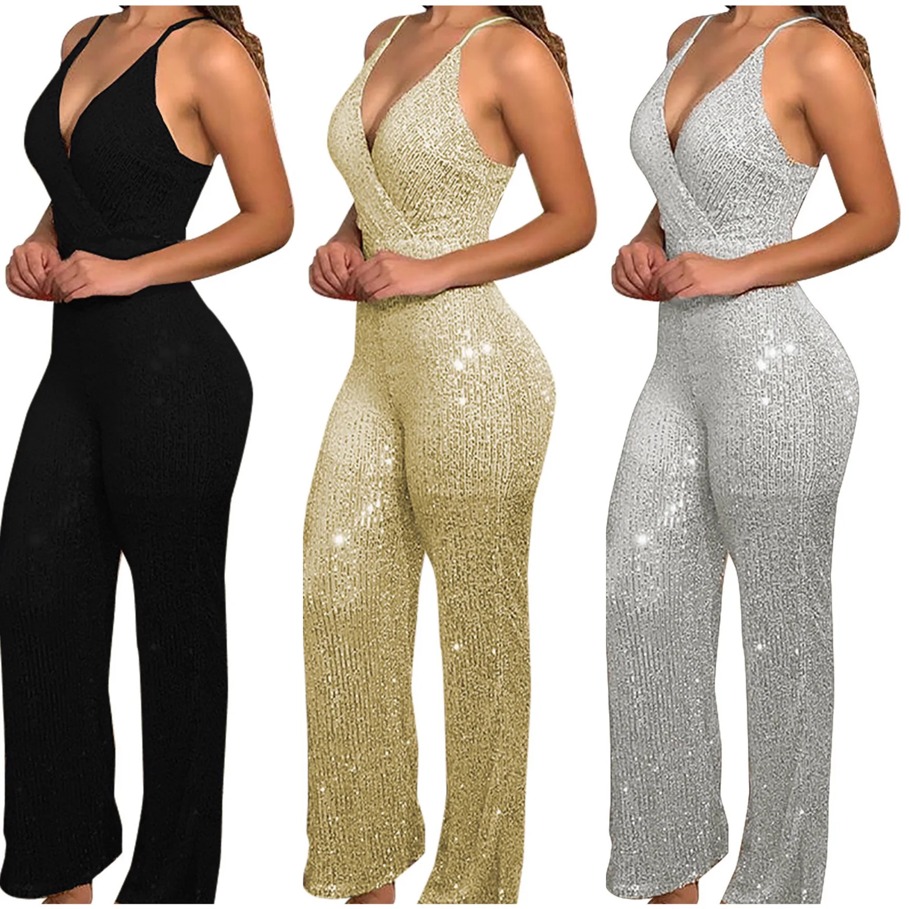 

2021 Service sequin ladies Romper sexy Sling party clubwear luxury Plus Size women clothing Jumpsuit, As picture